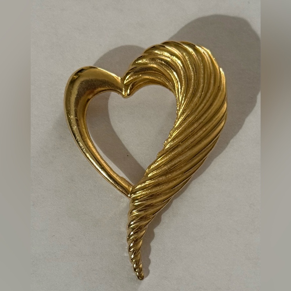 Gold Heart-Shaped Brooch